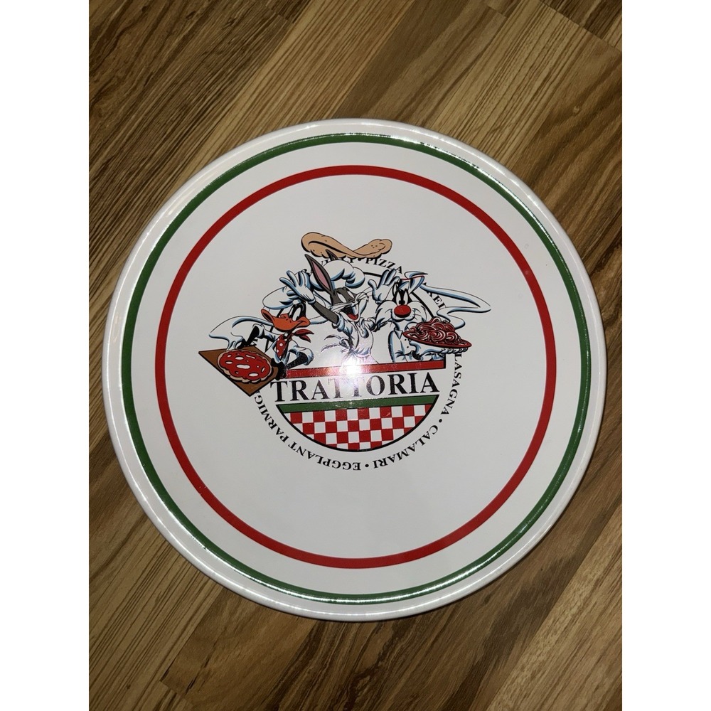 VTG ACME Looney Tunes Trattoria Pizza Tray‎ 13" Round 1993 Warner Bros Pasta